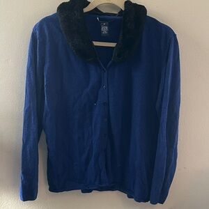 Preston and York silk and angora removable faux fur sweater